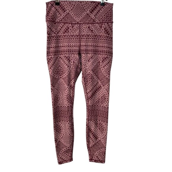 Fabletics Women's Pants Red Mesh Geometric Leggings Athletic Stretch Size XL - Picture 2 of 9